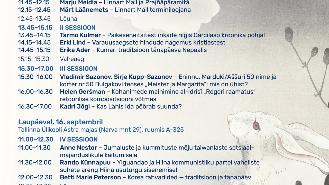 XXXV orientalistikapäevade plakat ja programm